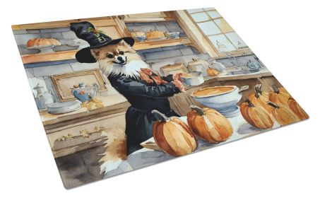 NEW Pomeranian Fall Kitchen Pumpkins Glass Cutting Board Decorative Tempered Glass Kitchen Cutting and Serving Board Large Size Chopping Board