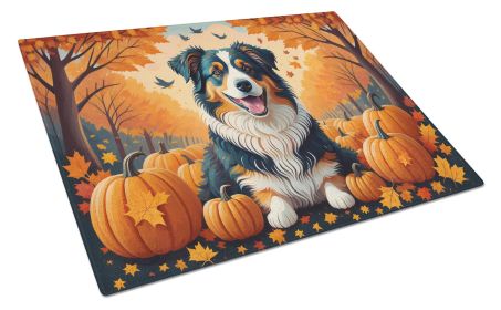 NEW Australian Shepherd Terrier Fall Glass Cutting Board Decorative Tempered Glass Kitchen Cutting and Serving Board Large Size Chopping Board