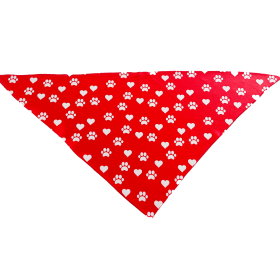 Cutie Ties Tie On Dog Bandana (Color: Paw Prints & Hearts Red, size: small)