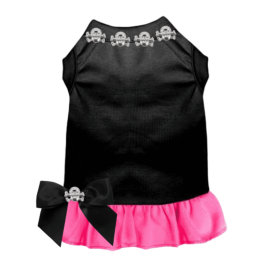 Skull Studded Dress (Color: BLACK WITH PINK BOTTOM, size: 2X Large)