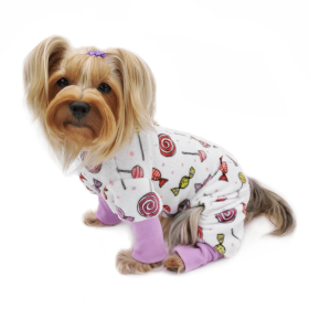 Ultra Soft Plush Minky Sweet Candies Pajamas (Color: White, size: XL)