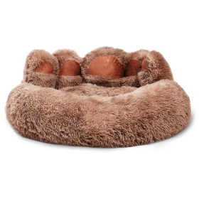 Cute Dog Bear Paw Shape Dog Bed, Dog Beds & Furniture For Small And Medium Dogs, Cozy Plush Cute Cat Beds For Indoor Cats (Option: Khaki-18inch)