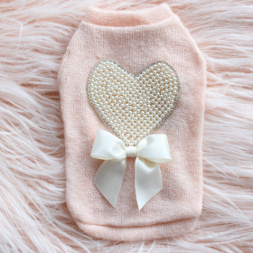 Pearl Heart Sweater (Color: Peach, size: small)