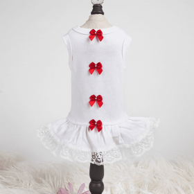 Sweetheart Dress (Color: White/Red, size: large)