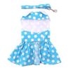 Blue Polka Dot Dog Dress with Matching Leash