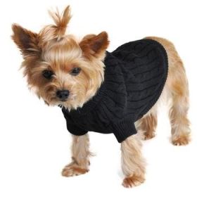 Combed Cotton Cable Knit Dog Sweater (Option: Jet BlackXX-Small)