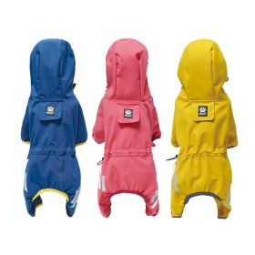 Small dog raincoat; body full surrounding; waterproof poncho pet clothes; with tow holes in the back (colour: Lake blue)