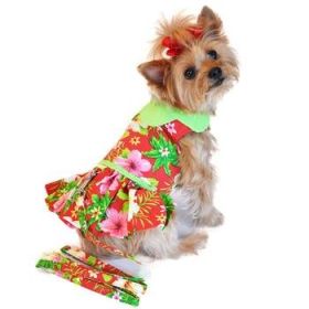 Hawaiian Red Hibiscus Designer Dog Dress (Option: X-Small)