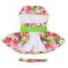 Pink Hawaiian Floral Dog Harness Dress with Matching Leash