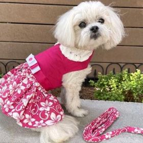 Pink Hibiscus Dog Dress with Matching Leash (Option: X-Small)