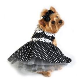 Polka Dot Dog Dress (Option: Black and WhiteX-Small)