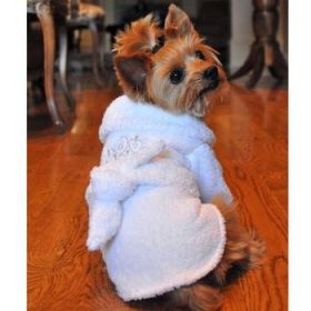 White Silver Tiara Cotton Dog Bathrobe by Doggie Design (Option: X-Small)